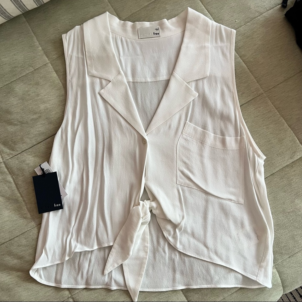 NWT Aritzia Wilfred Tie-Front Sleeveless Blouse